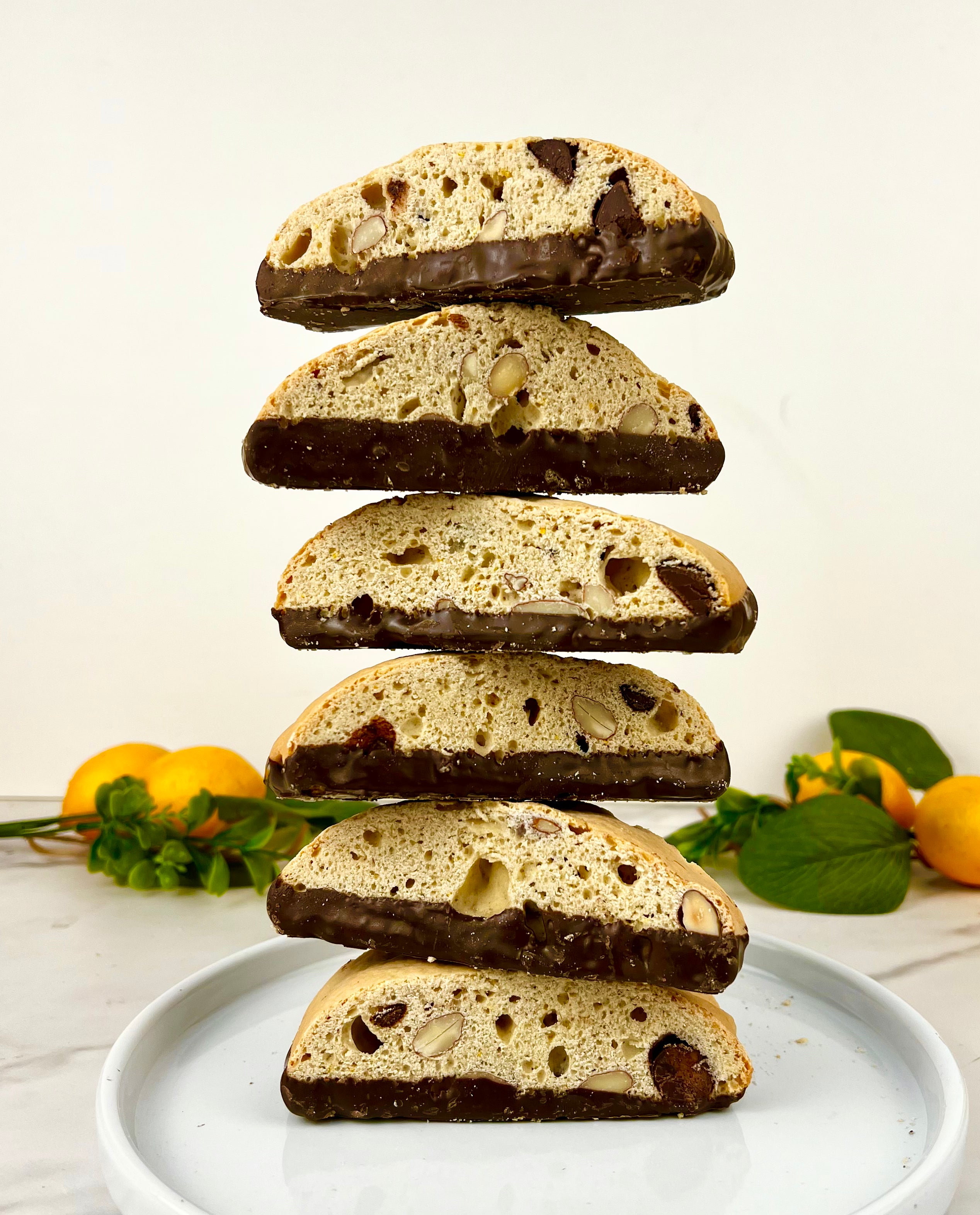 Blood Orange Chocolate-Dipped Biscotti